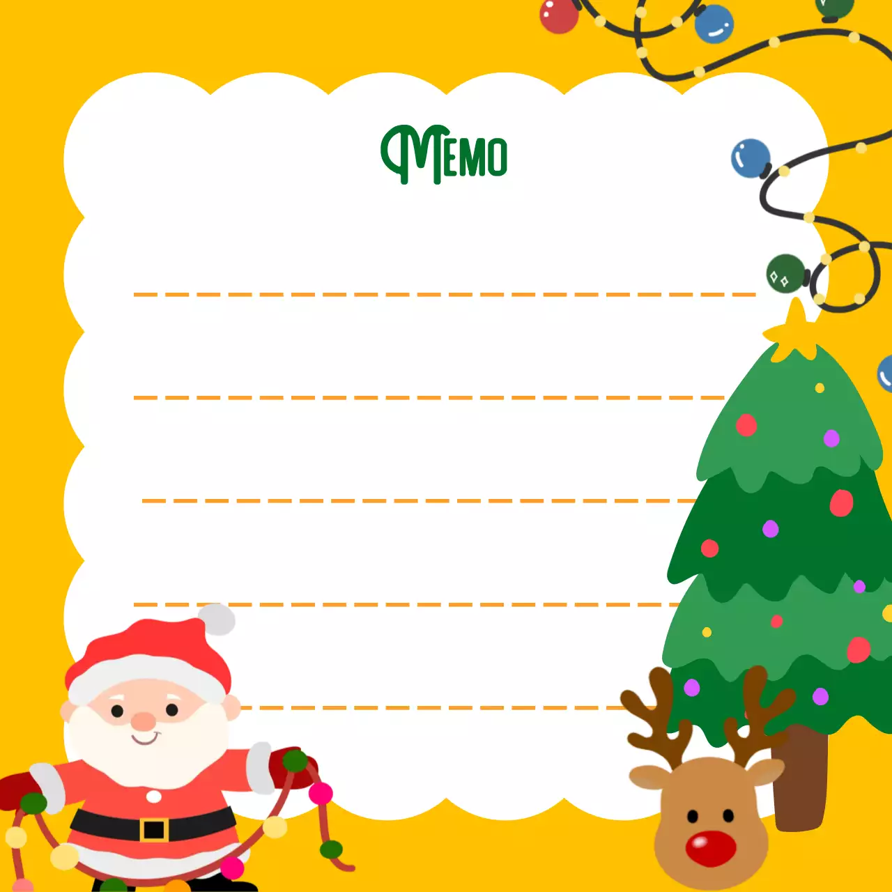 노란색 귀여운 크리스마스 메모 패드