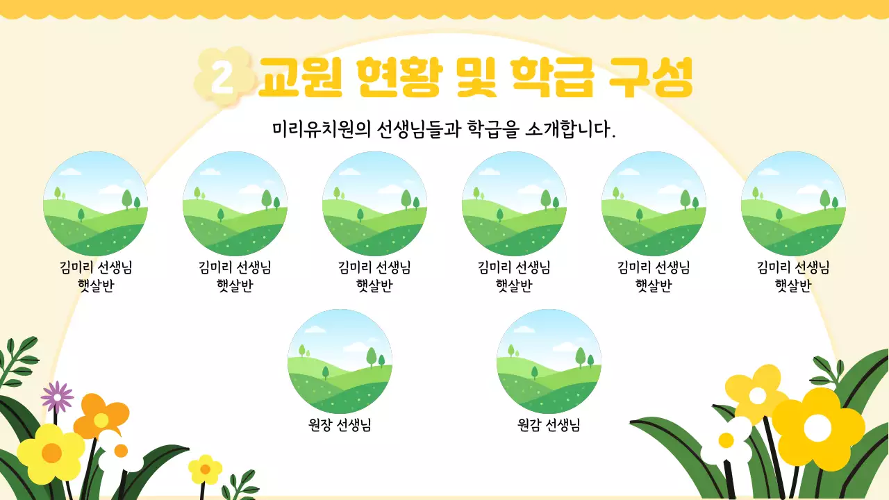 노랑 아기자기한 유치원 오리엔테이션 안내