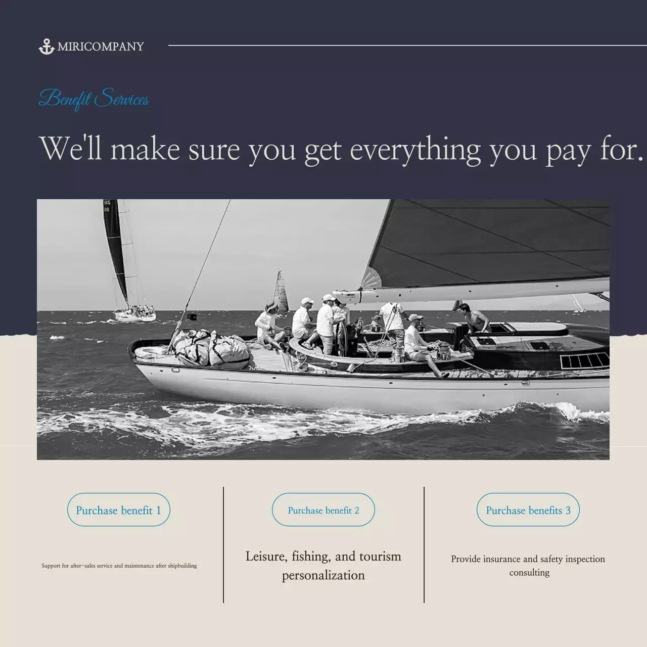 Promoção de lazer marinho moderno em preto e branco