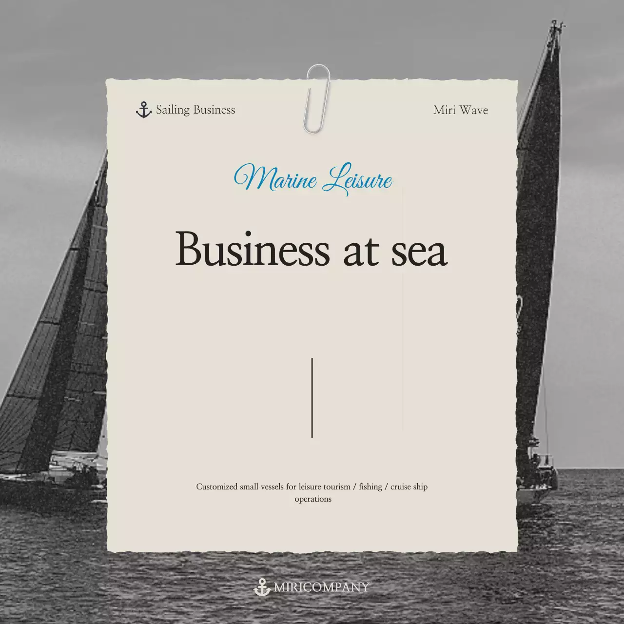 Promoção de lazer marinho moderno em preto e branco