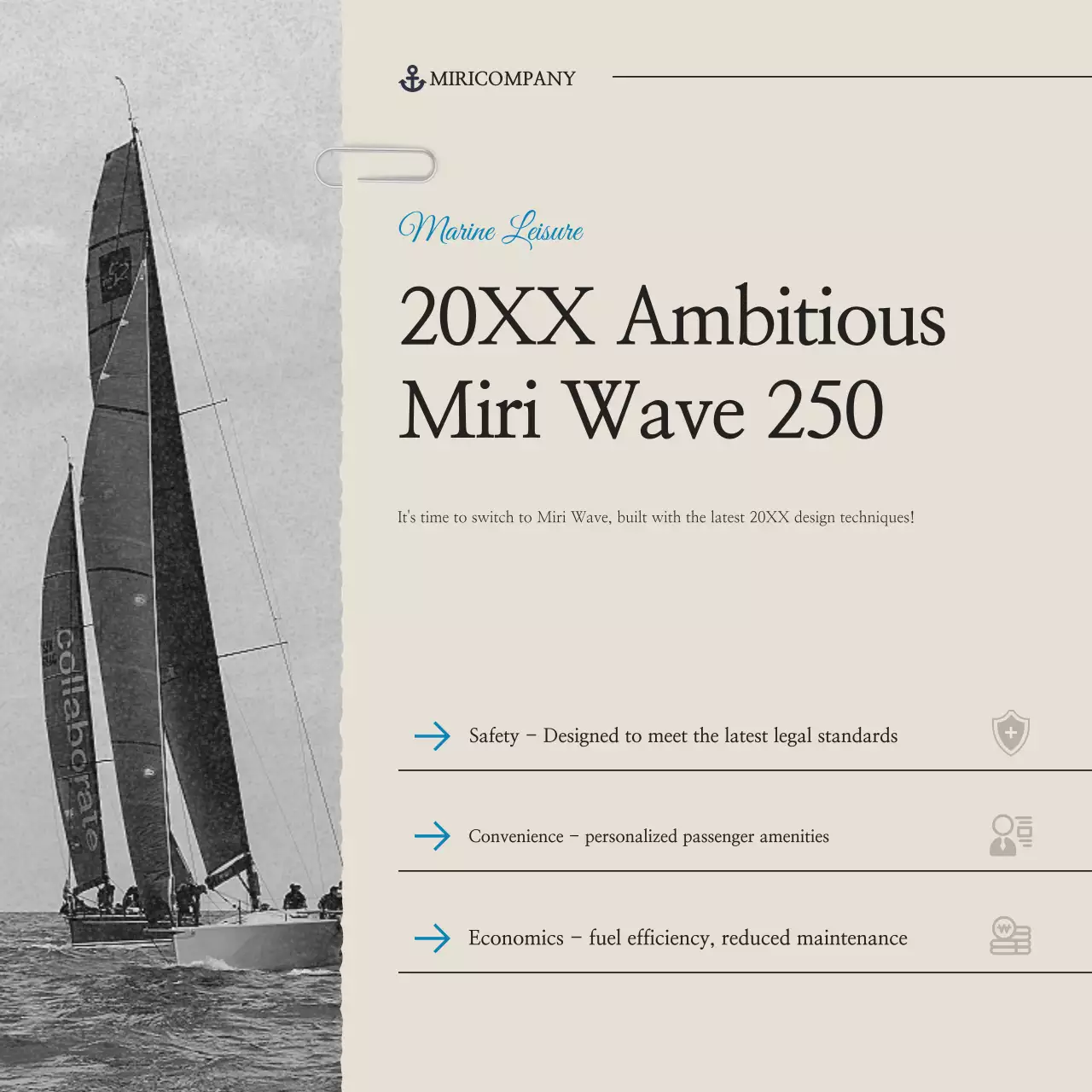 Promoção de lazer marinho moderno em preto e branco