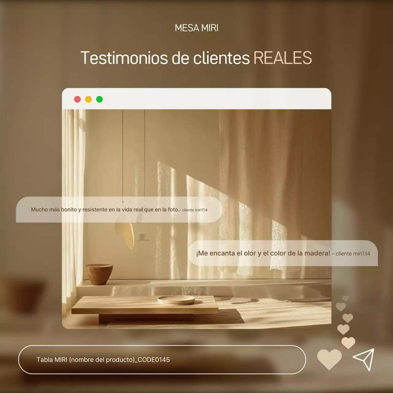 Promoción de productos de interiorismo modernos en tonos beige.