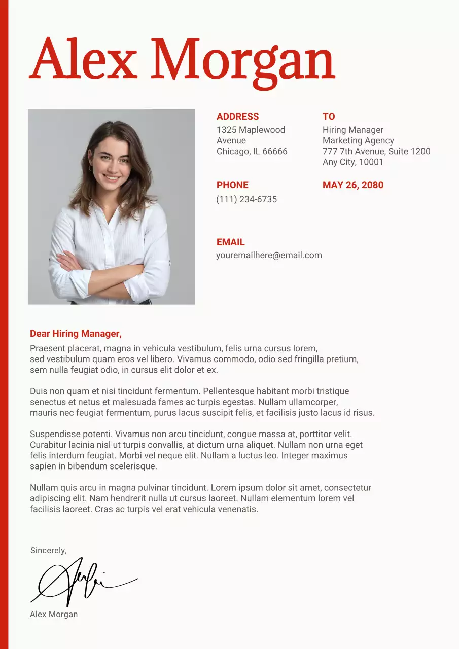 Red Modern Cover Letter Template Web Poster