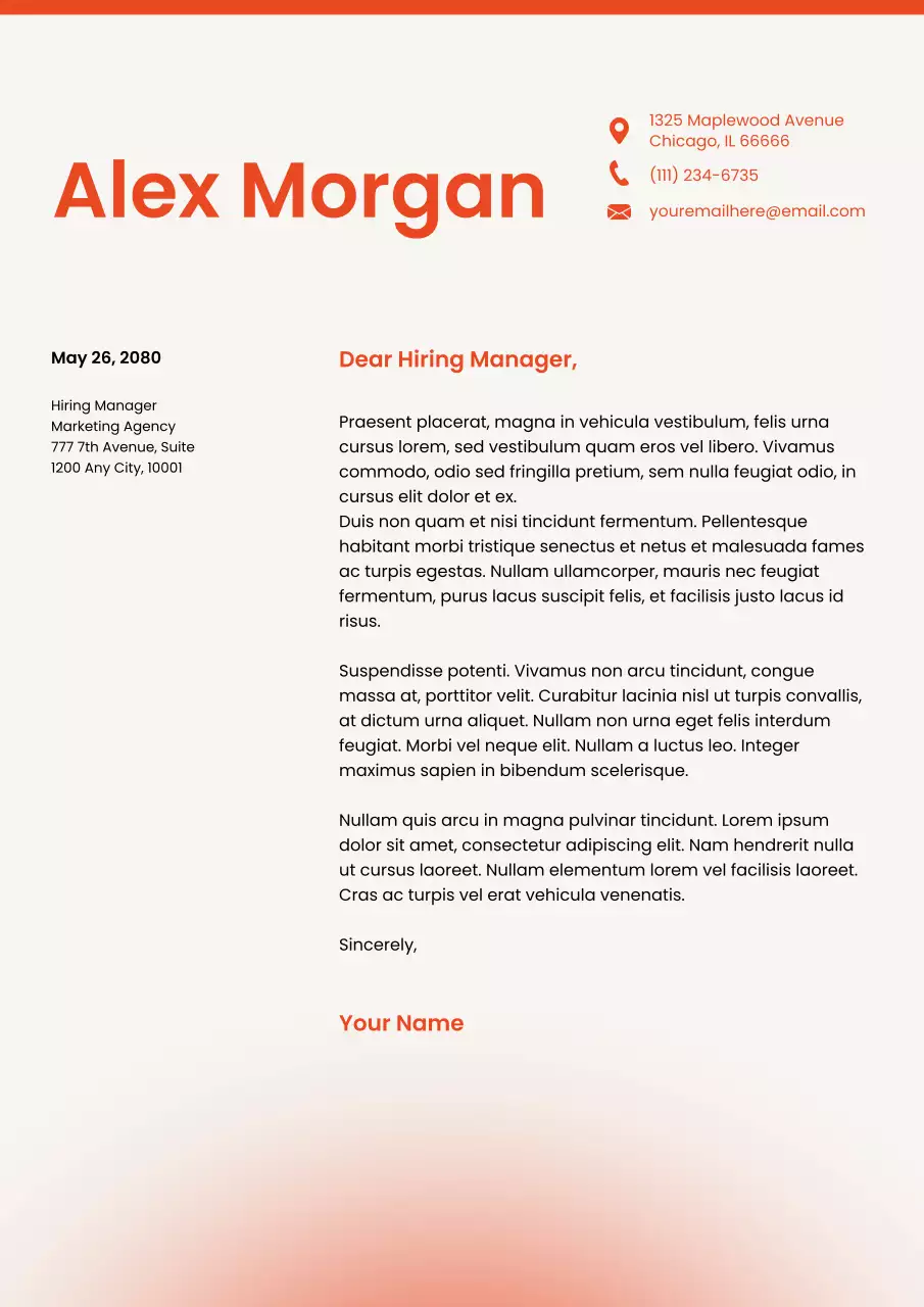 레드 모던 구직 지원서 레터헤드