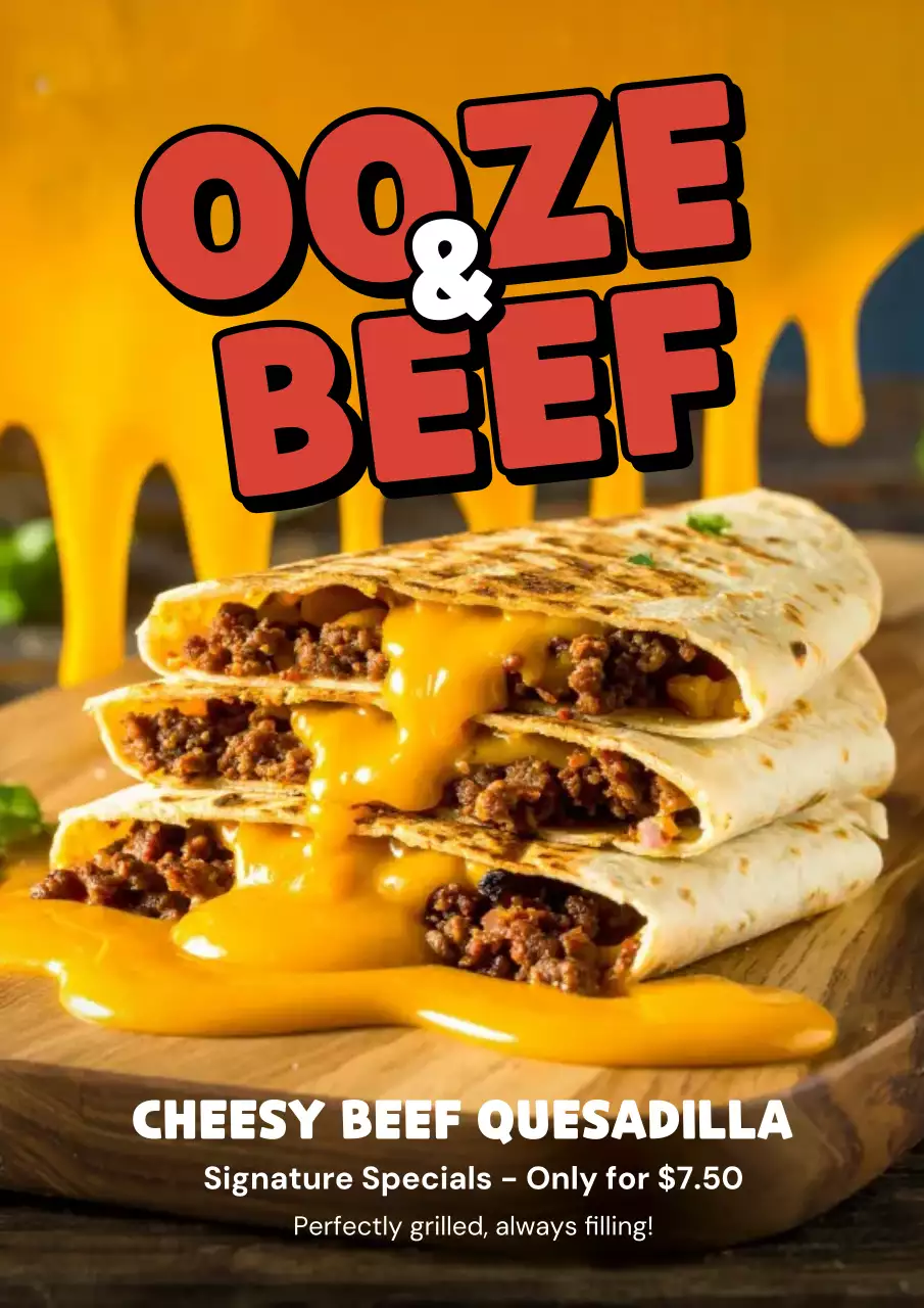 Yellow Bold Quesadilla Promotion Poster
