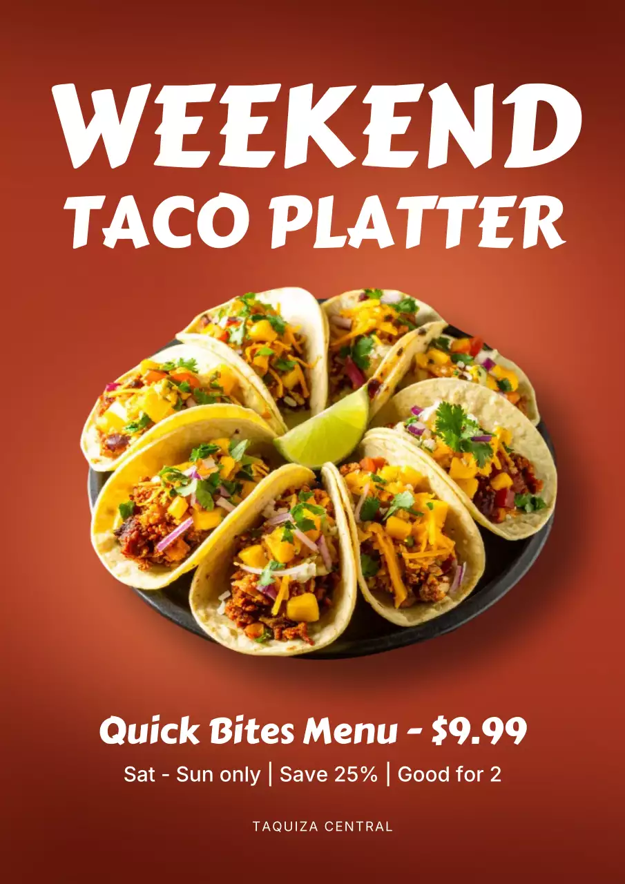 Orange Bold Taco Menu Promotion Poster