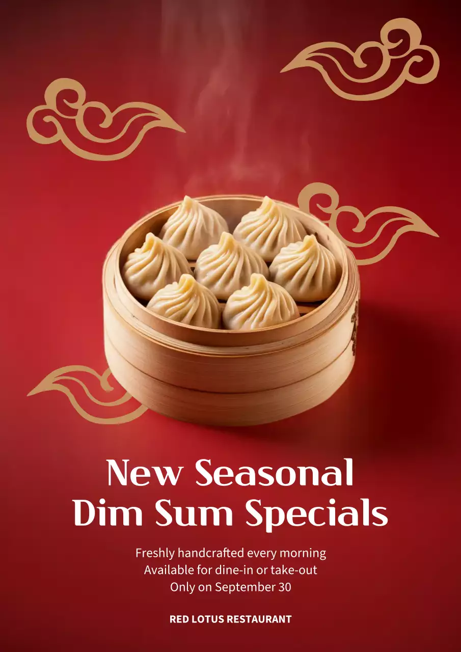 Red Traditional Dim Sum Promotion Poster