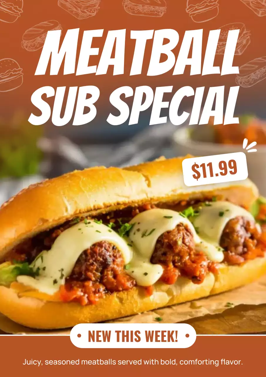 Orange Bold Sandwich Promotion Poster