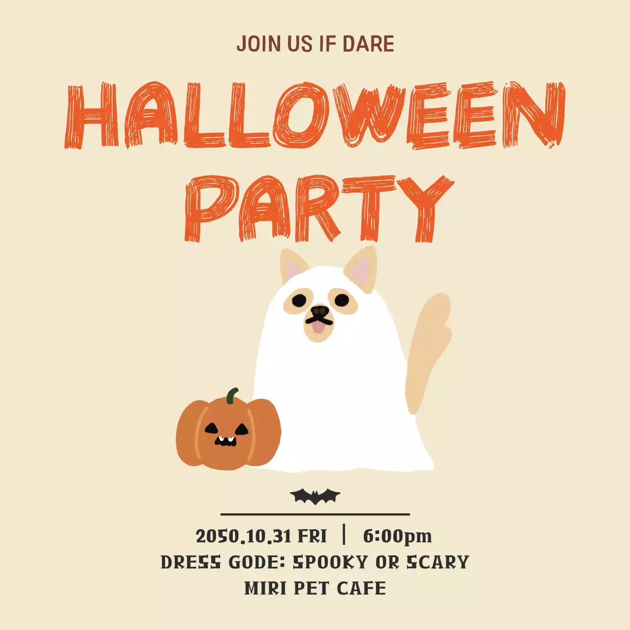 orange retro Halloween invitation