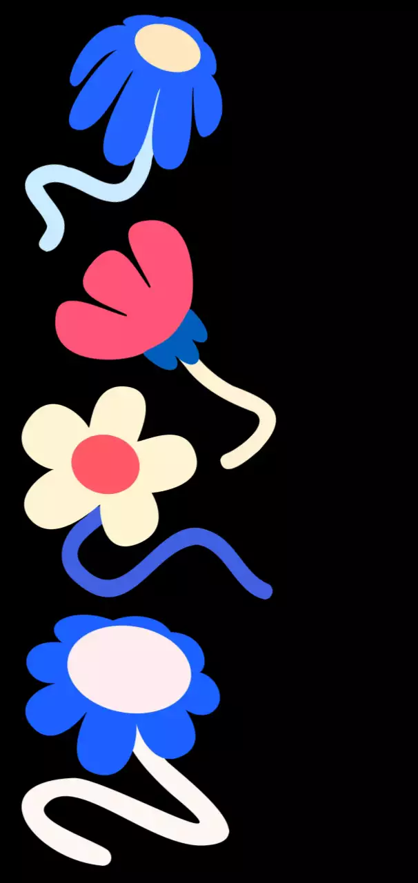 검정 팝아트 꽃 엽서