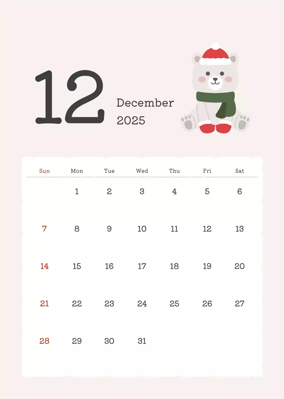 カラフルでかわいいイラストカレンダー