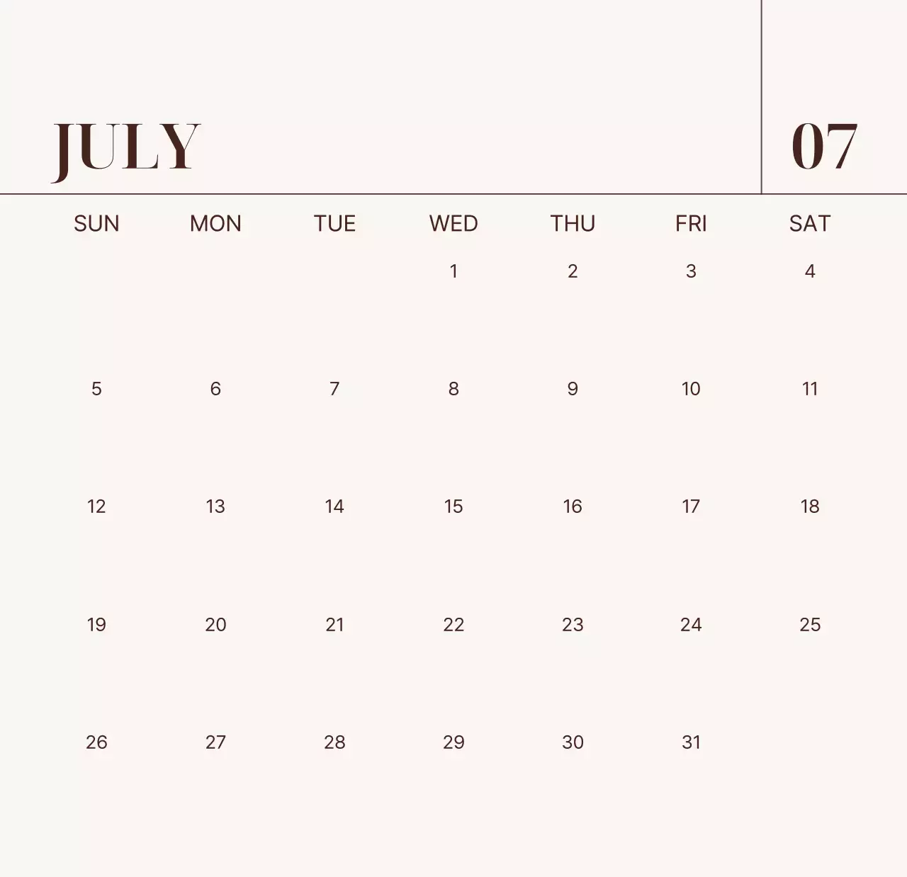 베이지 심플 가족 달력