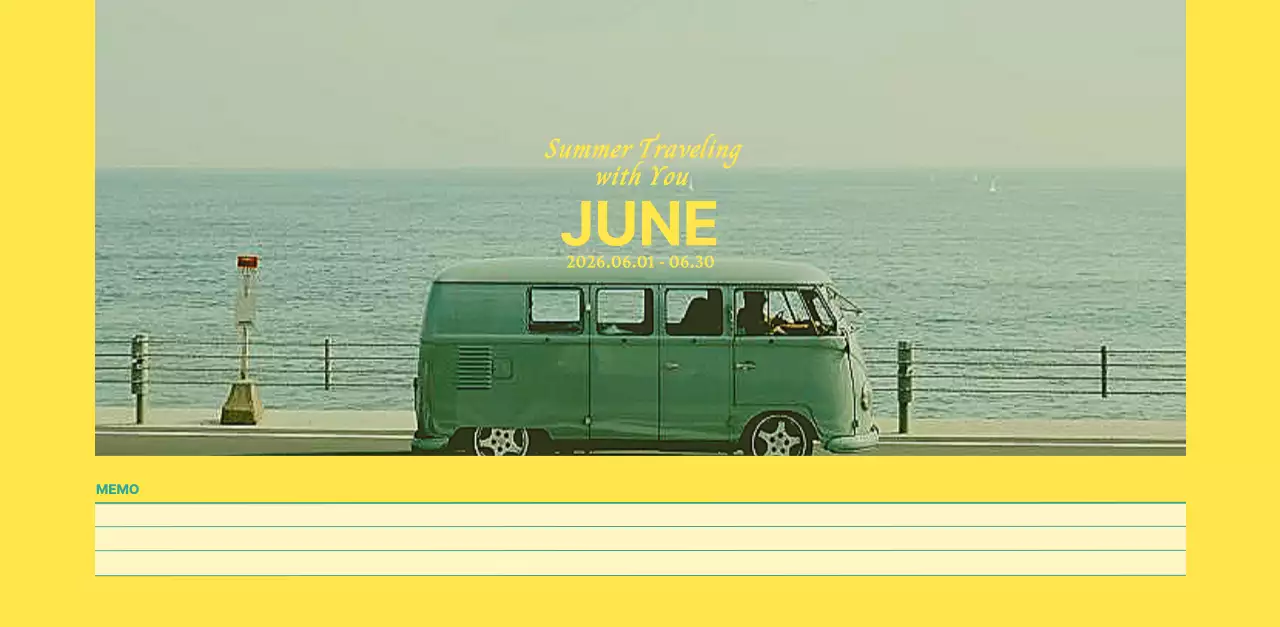 하늘색 모던 달력 광고