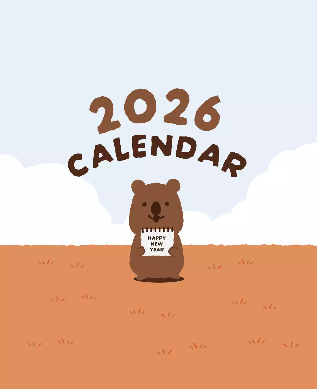 갈색 아기자기한 달력 캘린더