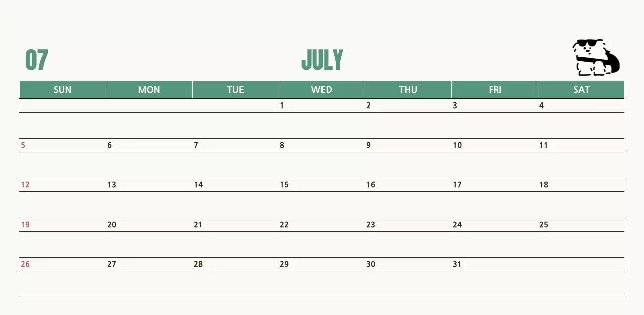 흰색 아기자기한 캘린더 달력