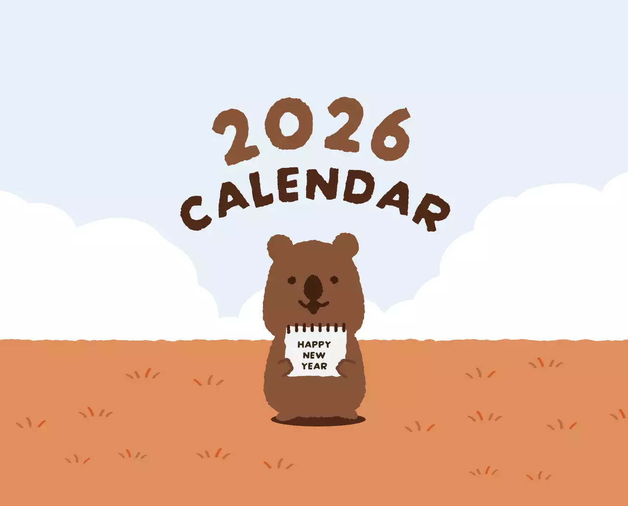 갈색 아기자기한 달력 캘린더