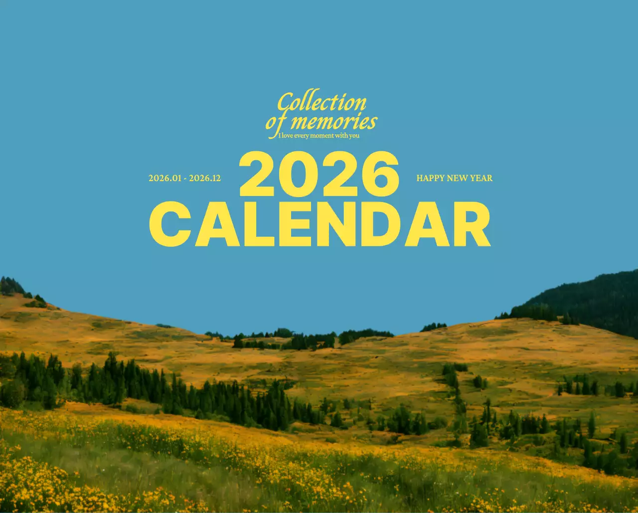 하늘색 모던 캘린더 광고