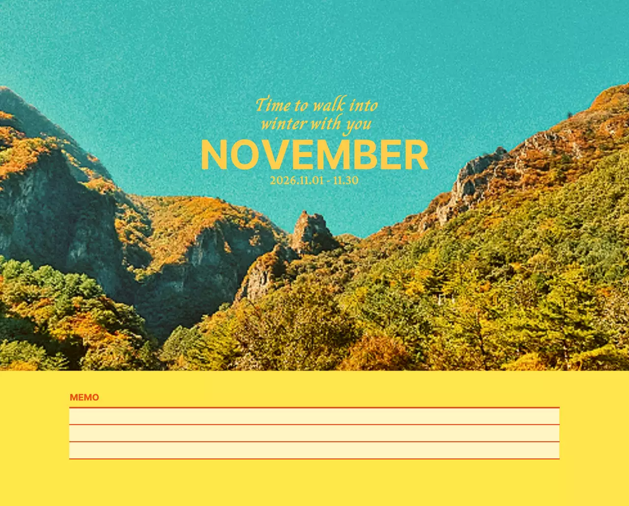 하늘색 모던 캘린더 광고