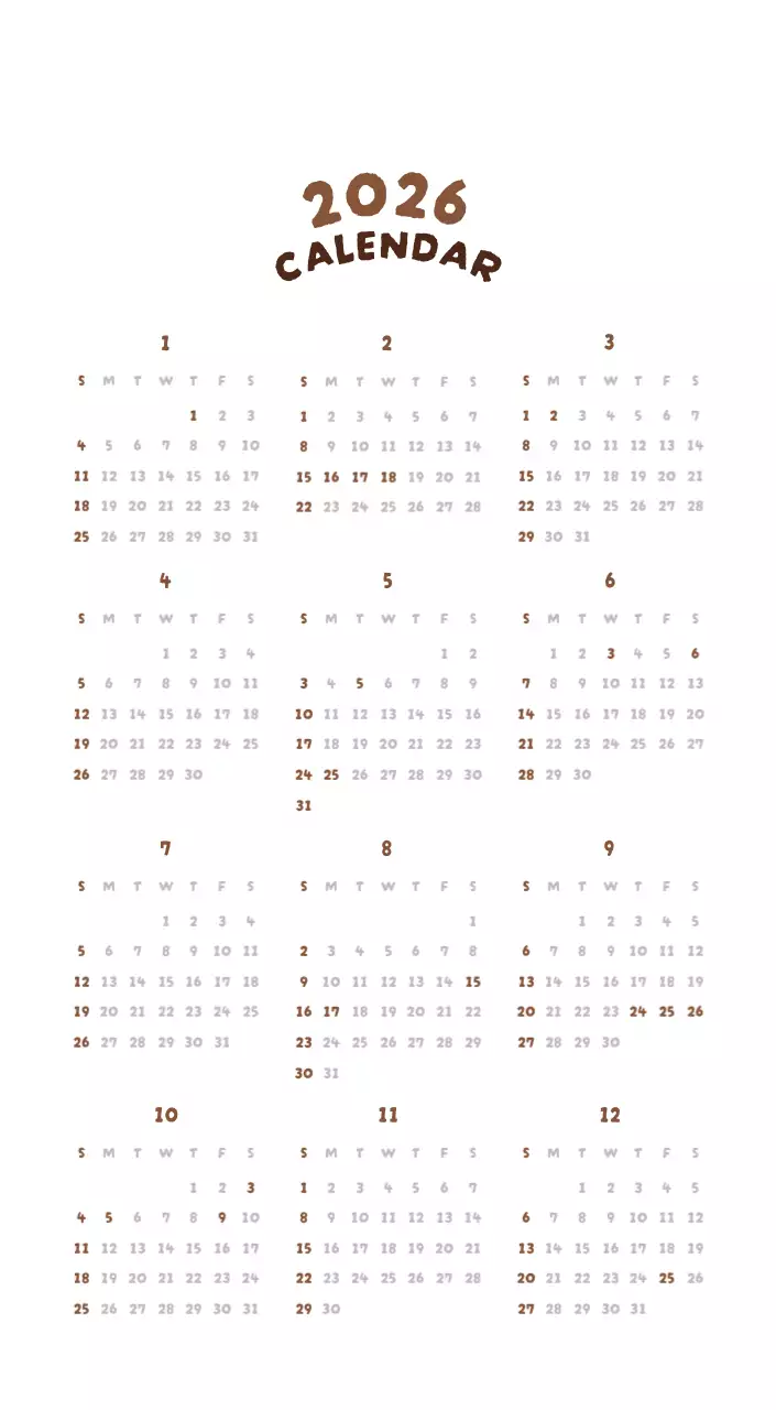 베이지 귀여운 달력 캘린더