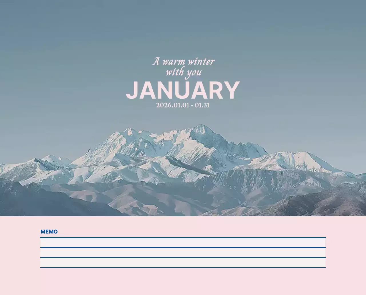 하늘색 모던 캘린더 광고