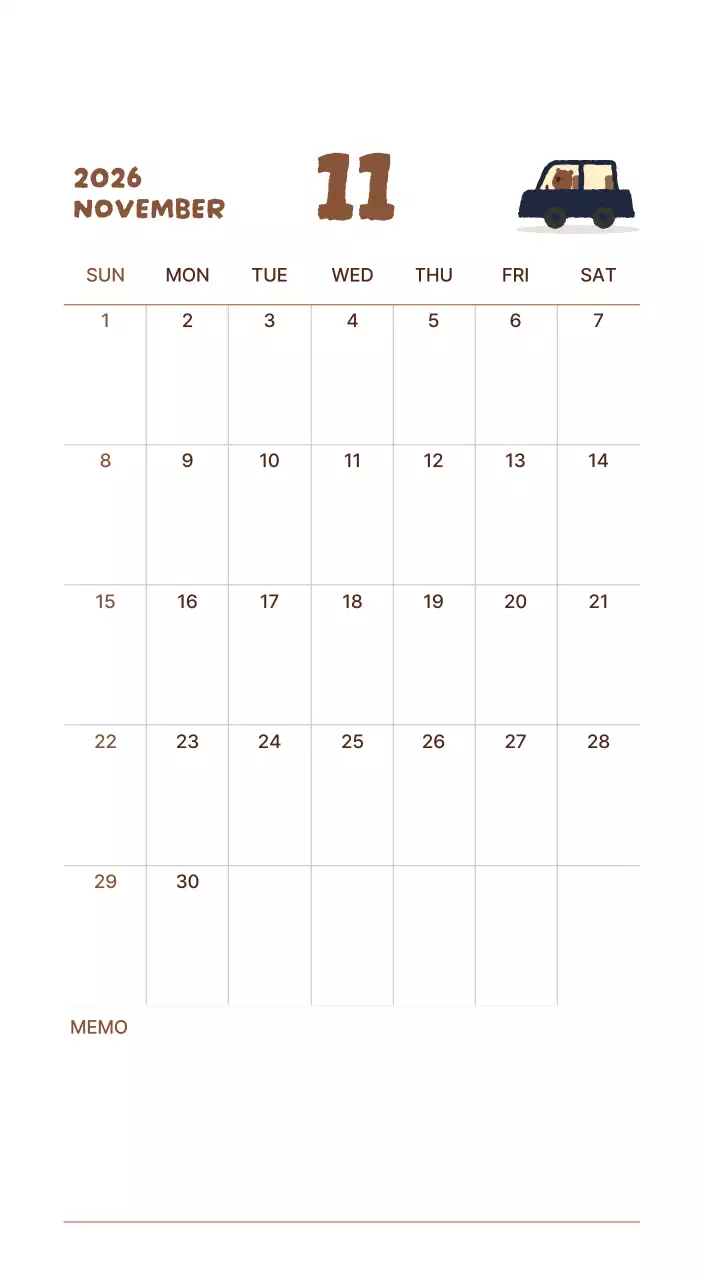 베이지 귀여운 달력 캘린더