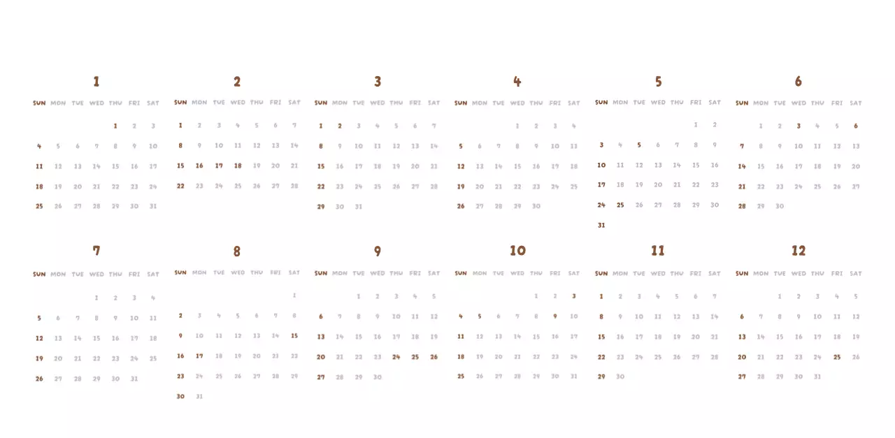 갈색 아기자기한 달력 캘린더