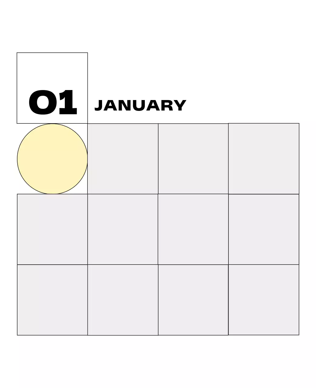 노랑 심플 달력 캘린더