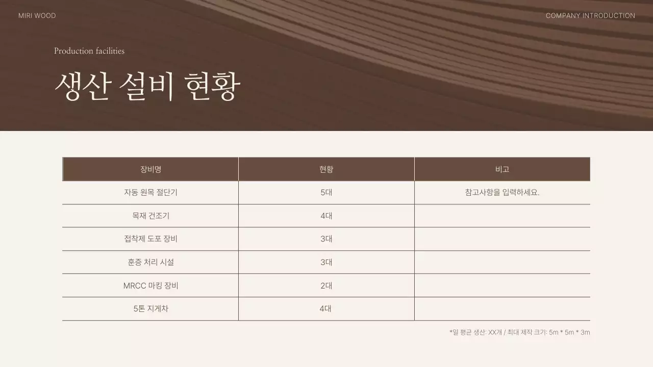 갈색 심플 목재 회사소개서