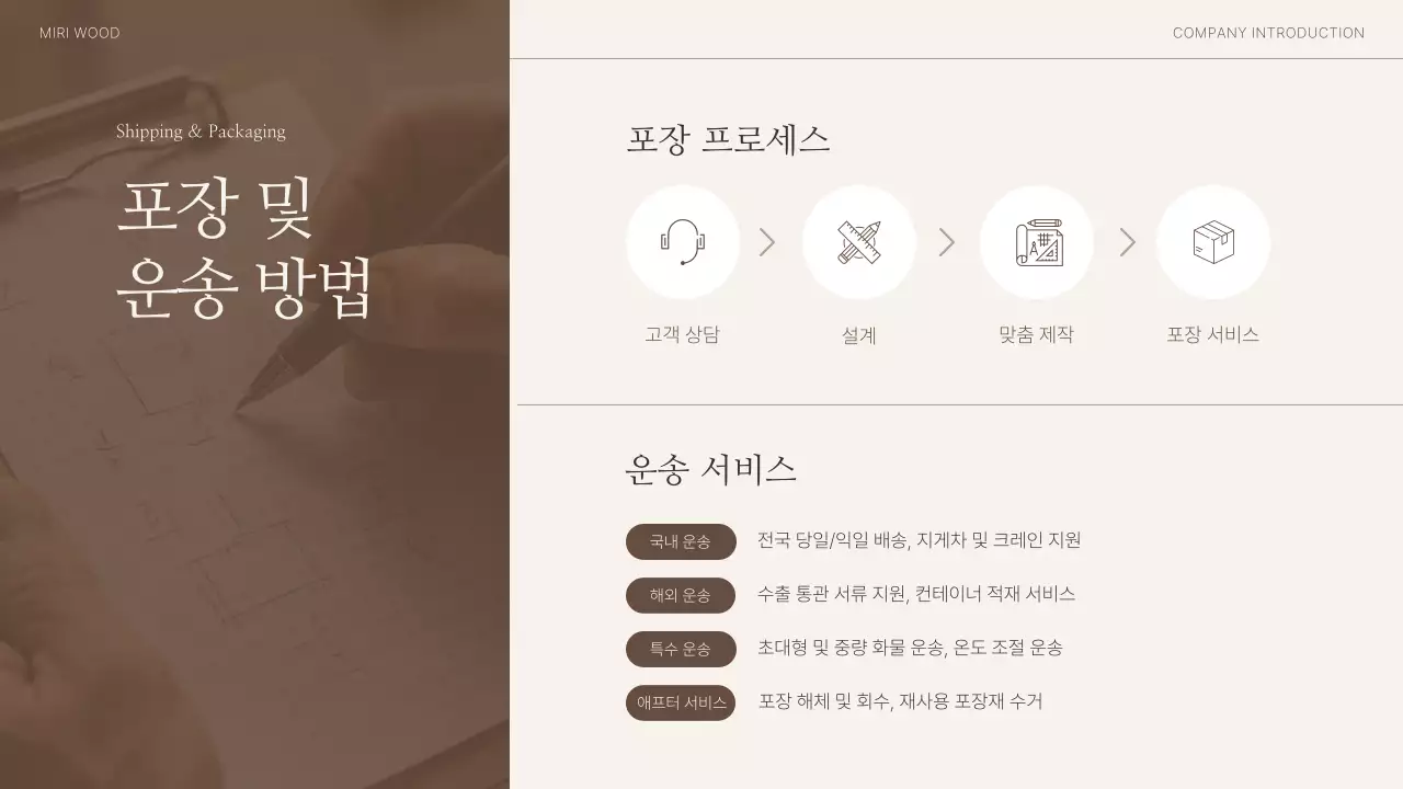 갈색 심플 목재 회사소개서