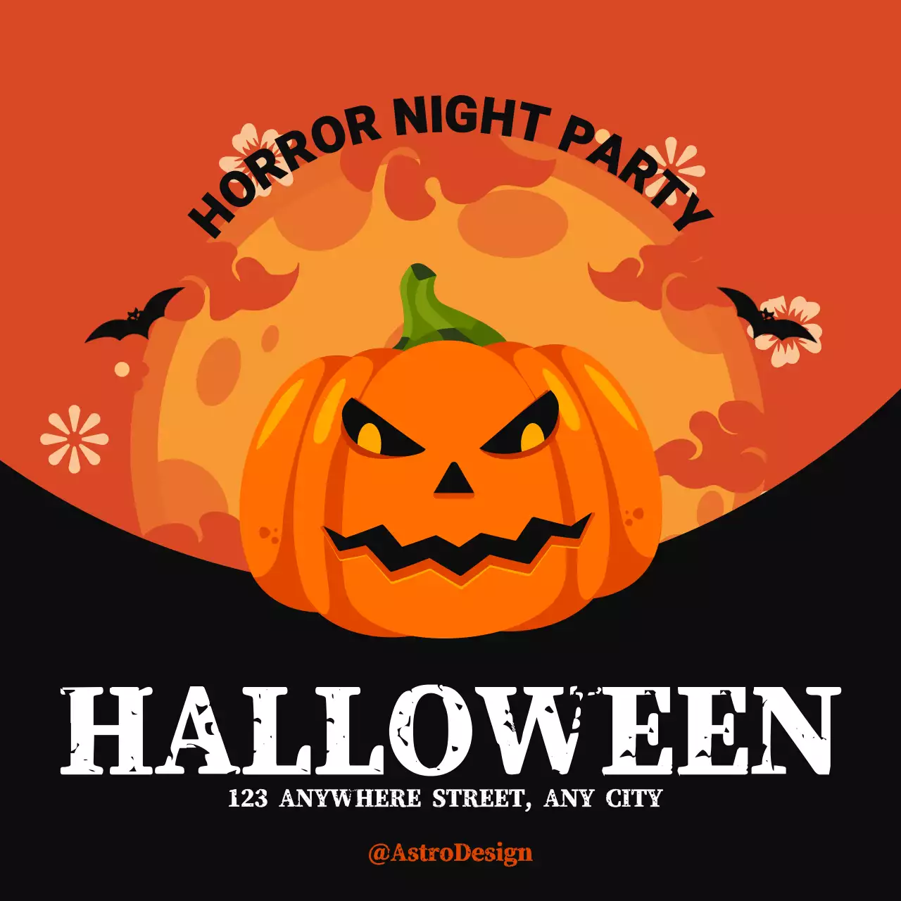 orange retro Halloween invitation