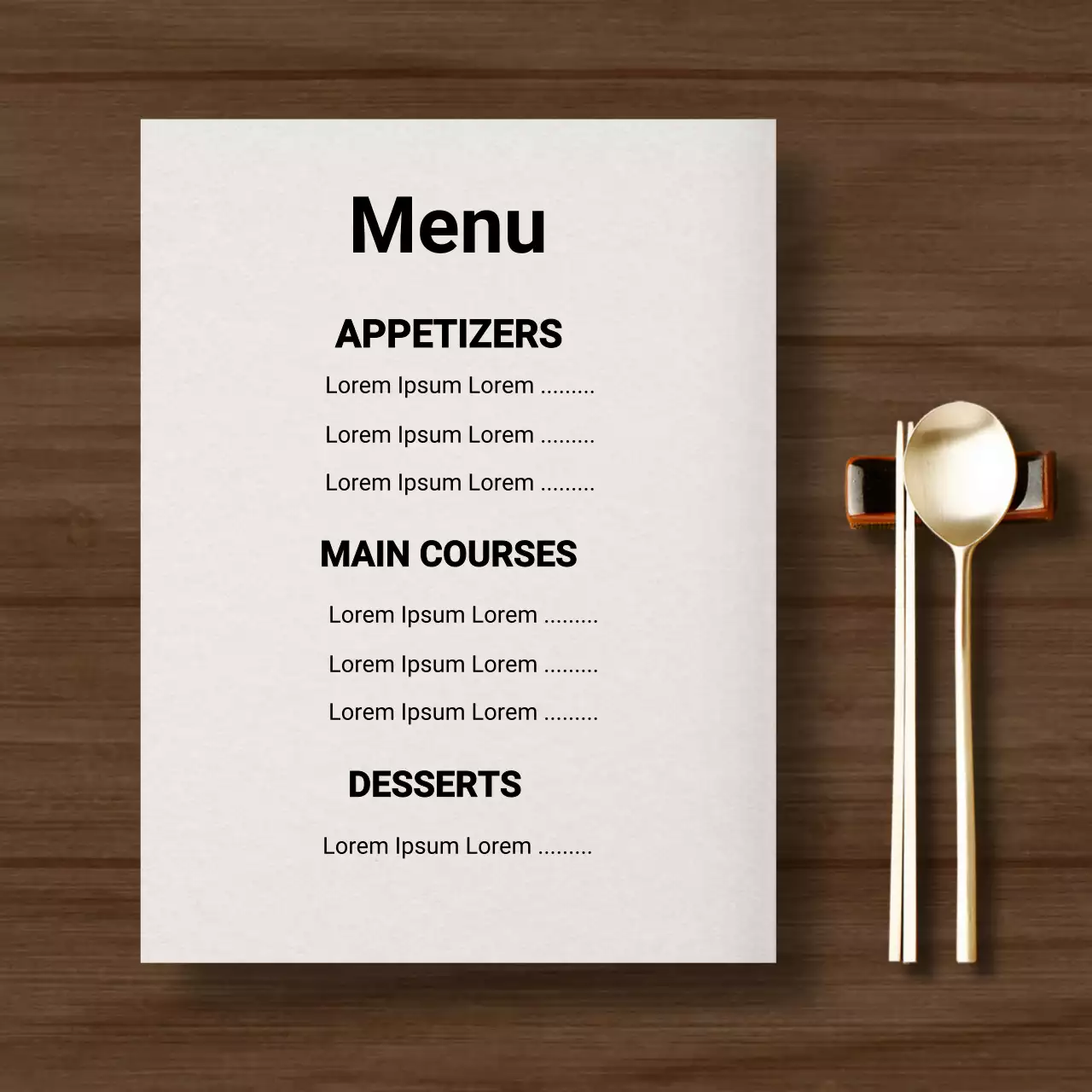 Minimalist menu design