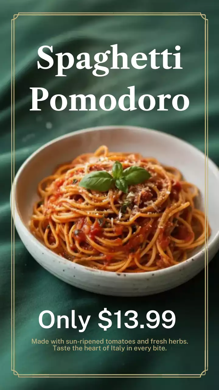 Green Elegant Pasta Advertisement Instagram Post