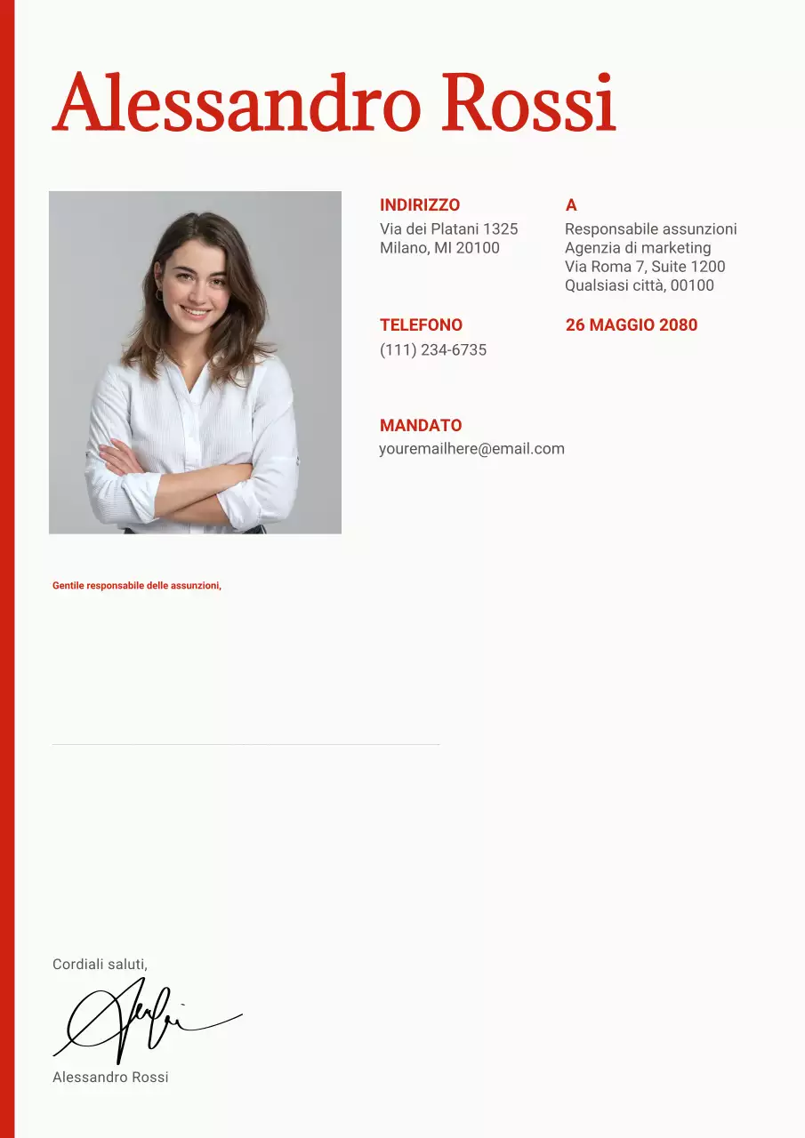 Modello di lettera di presentazione moderna rossa per poster web