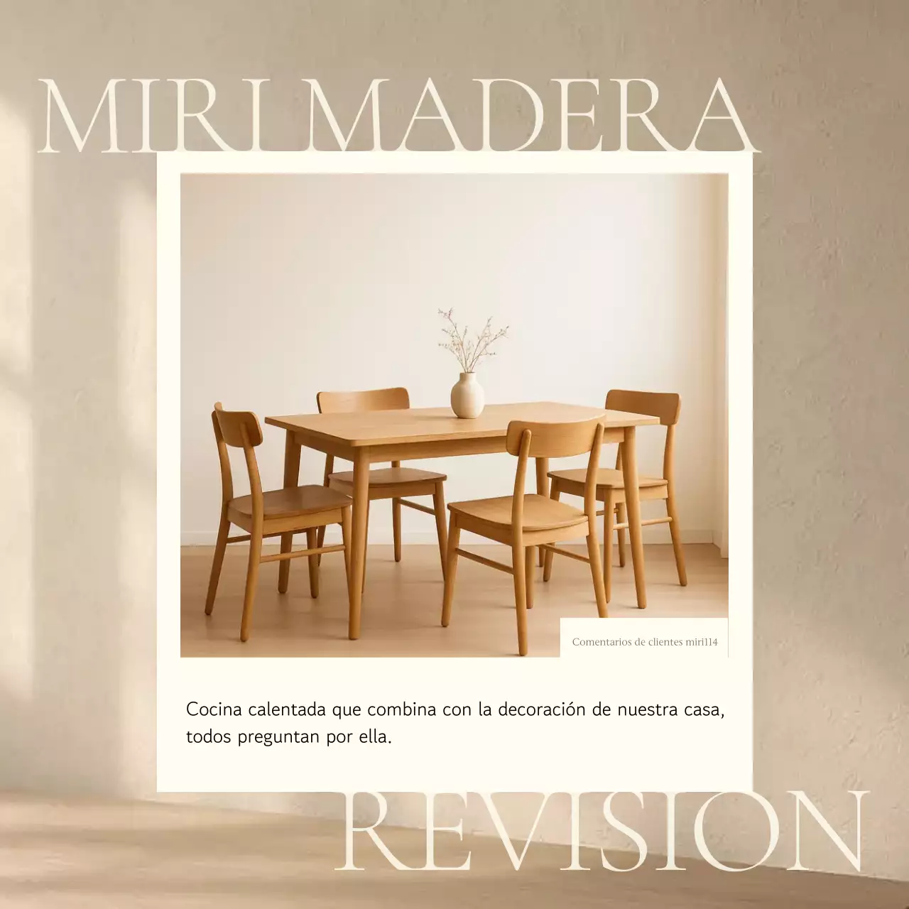 Anuncio de revisión de muebles de interior minimalistas de madera beige