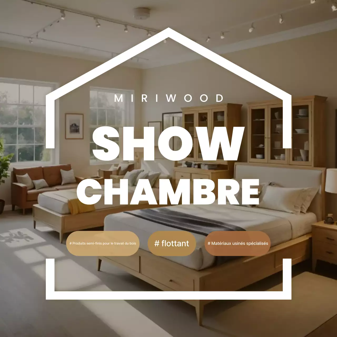 Exposition de meubles modernes beiges