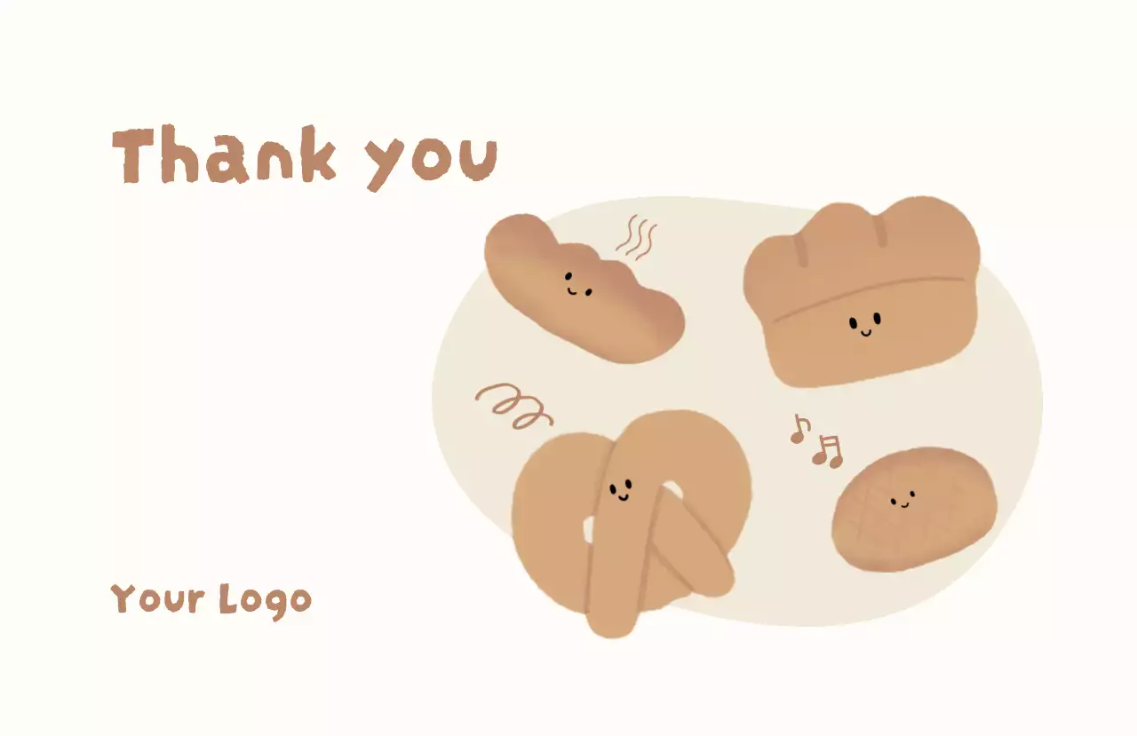 ベージュ かわいい ベーカリー カード イラスト