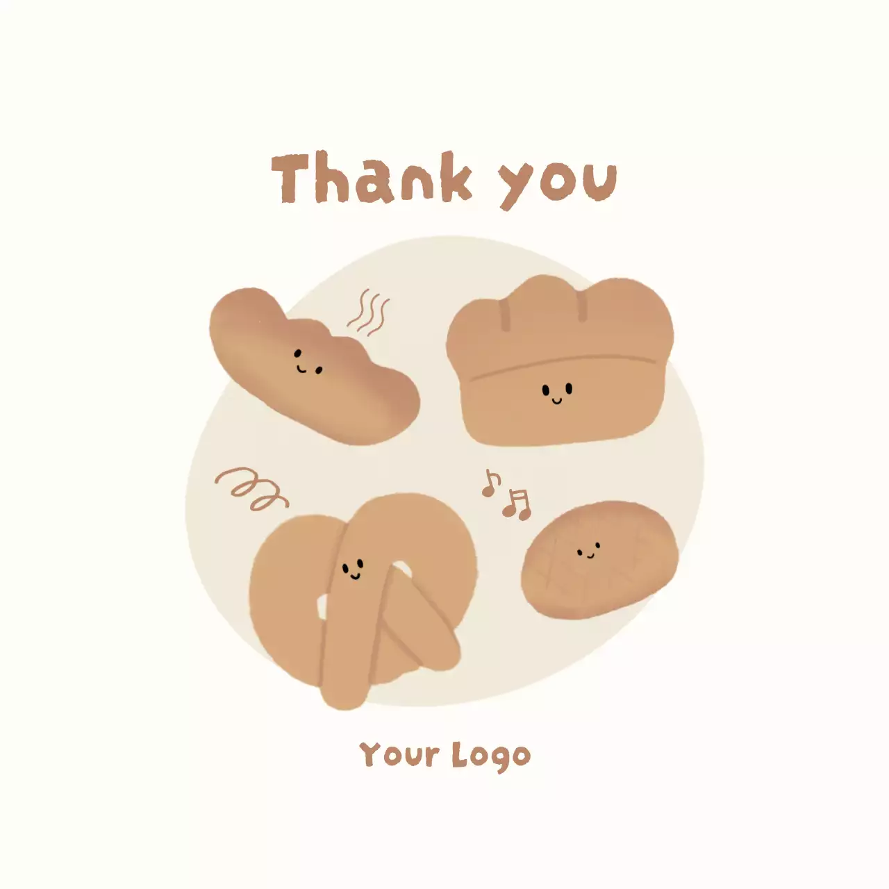 アイボリー かわいい ベーカリー メッセージカード イラスト