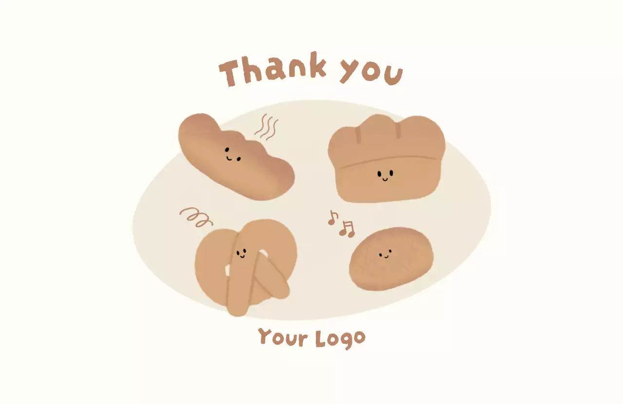 ベージュ かわいい パン ロゴ イラスト