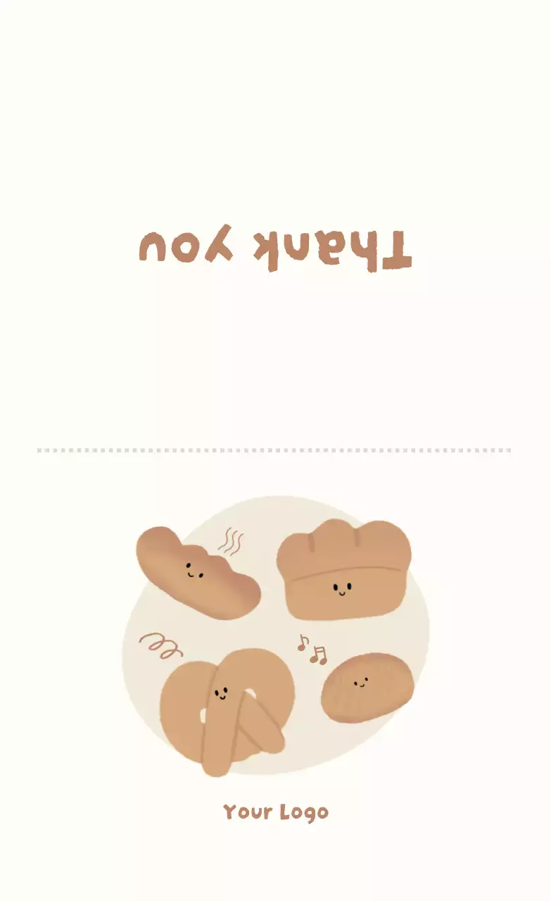 ベージュ かわいい パン カード イラスト