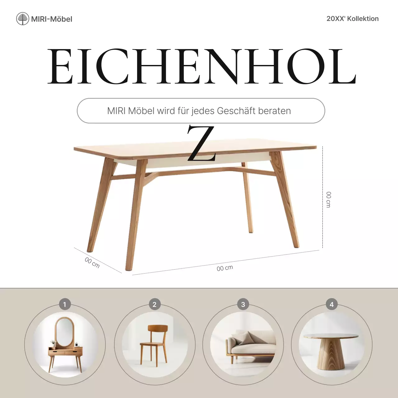 Werbung für moderne Möbel in Beige