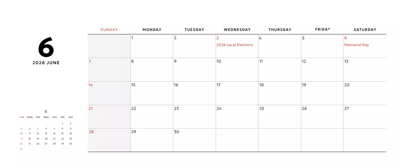 Yellow Simple Calendar Promotion