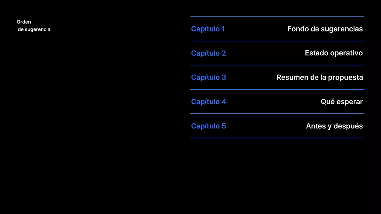 Propuesta de presentación empresarial moderna en negro