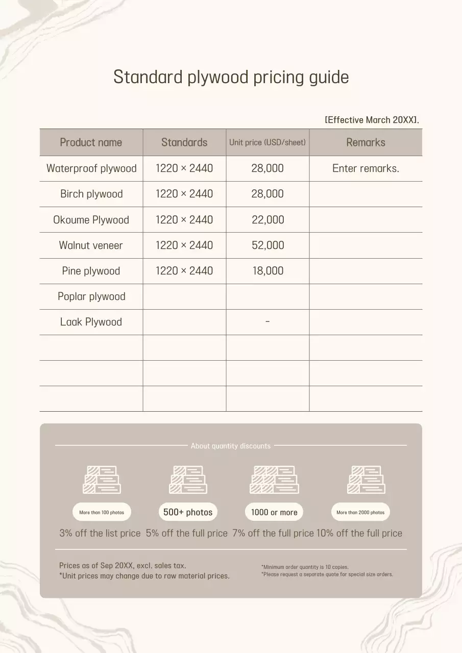 Thông báo giá hướng dẫn Beige Neat