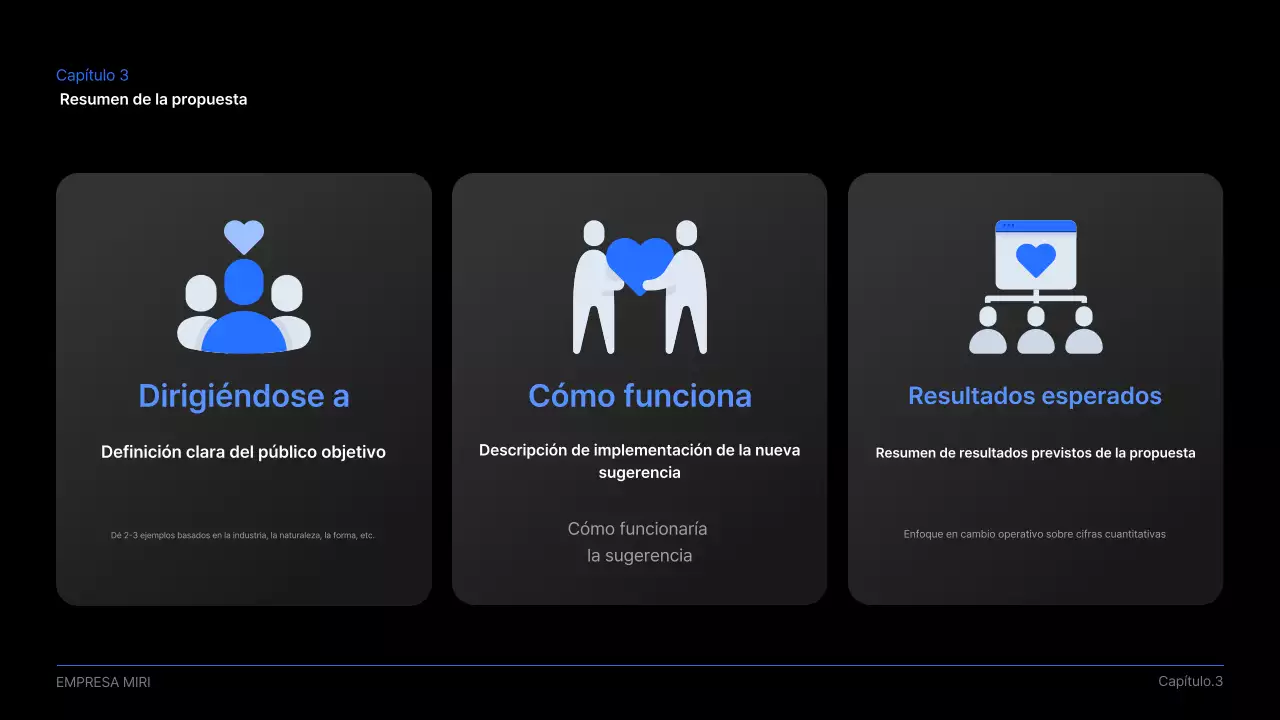 Propuesta de presentación empresarial moderna en negro