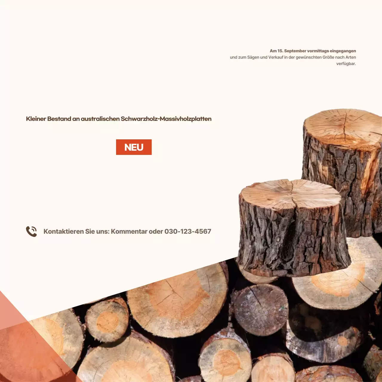 Beigefarbene Werbetafel aus Holz