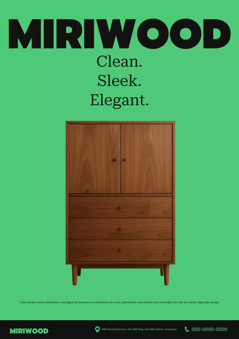 Groene moderne meubeladvertentie