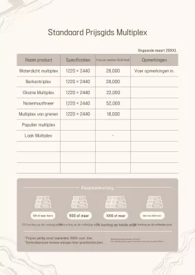 Beige Neat Prijsgids Kennisgeving