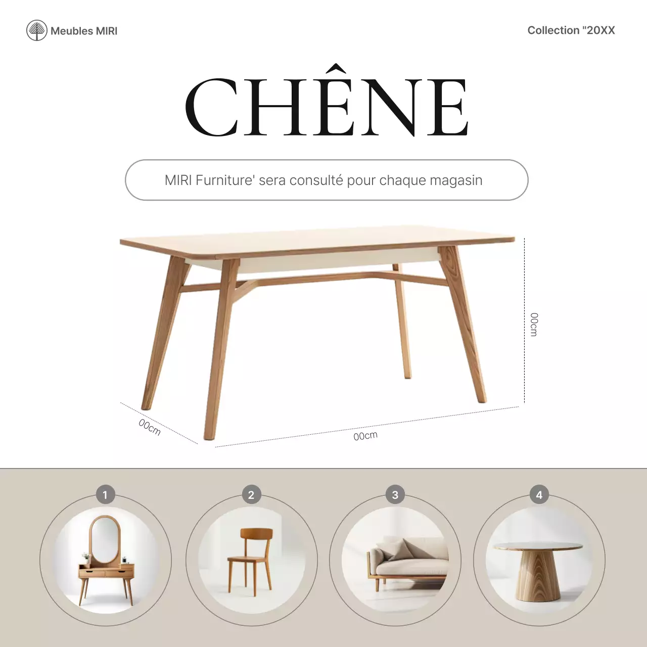 Publicité pour des meubles modernes beiges