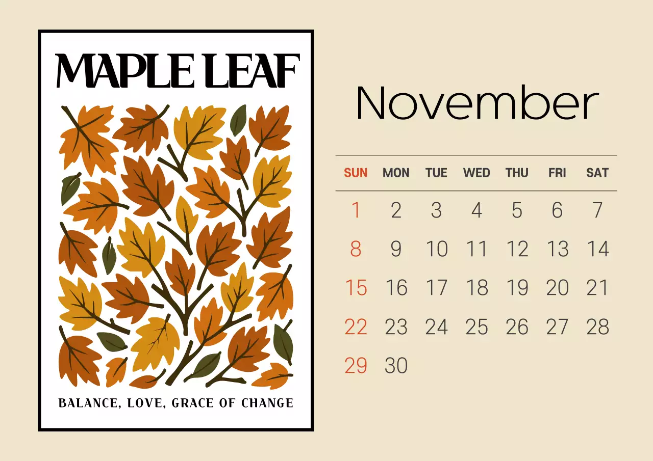 베이지 심플 달력 캘린더