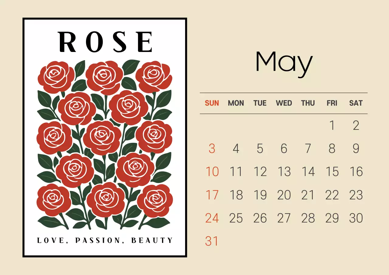 베이지 심플 달력 캘린더